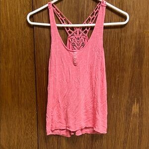 Aeropostale Pink Crochet Back Tank Top